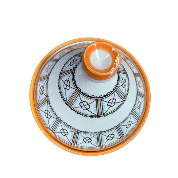 Moroccan Fes Glazed Handpainted Tagine Artisan Pottery 8"x9.5" SKU 9340-R1S2 - Picture 4 of 9